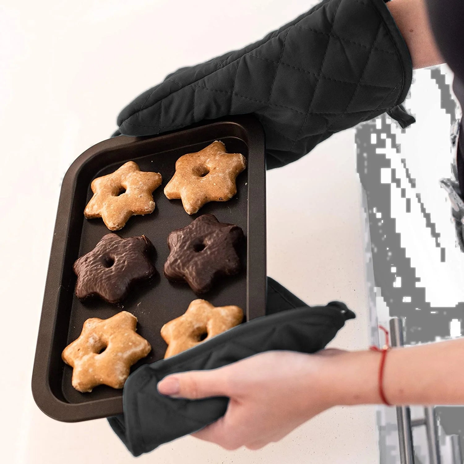 Veraniuxm 3-Pack Black Pot Holders – Heat-Resistant Kitchen Potholders for Cooking & Baking