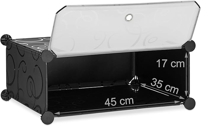 Veranixum – Relaxdays Modular Shoe Cabinet with 10 Compartments | DIY Plastic Storage, Space-Saving, Black (176×49×37 cm)