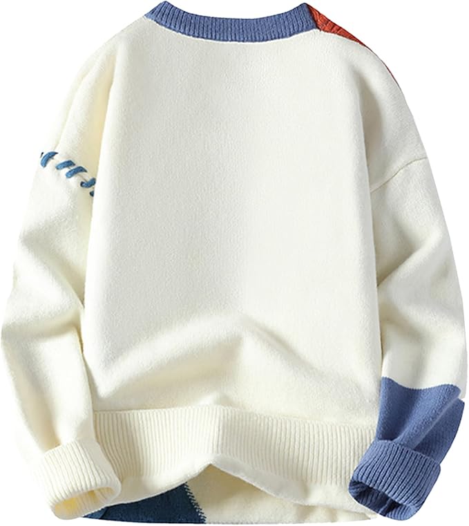 Veranixum – GURUNVANI Men’s Oversized Patchwork Cable Knit Sweater | Casual Winter Pullover