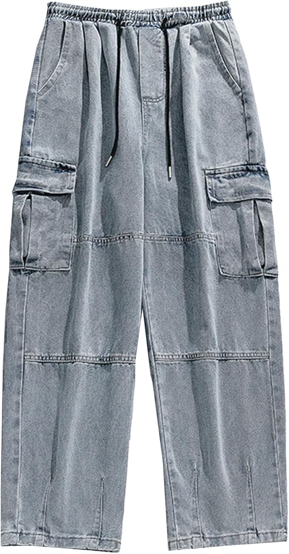 Veranixum – ZDJSWJ Men’s Elastic Waist Drawstring Jeans | Classic Loose-Fit Denim with Multiple Pockets