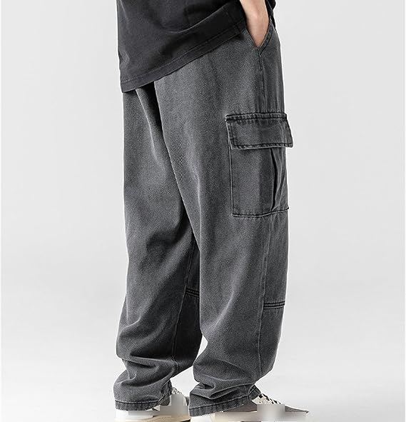 Veranixum – ZDJSWJ Men’s Elastic Waist Drawstring Jeans | Classic Loose-Fit Denim with Multiple Pockets