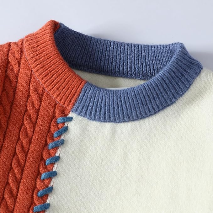 Veranixum – GURUNVANI Men’s Oversized Patchwork Cable Knit Sweater | Casual Winter Pullover